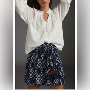Anthropologie Rimbaud Tie Waist Mini Skirt Size Small